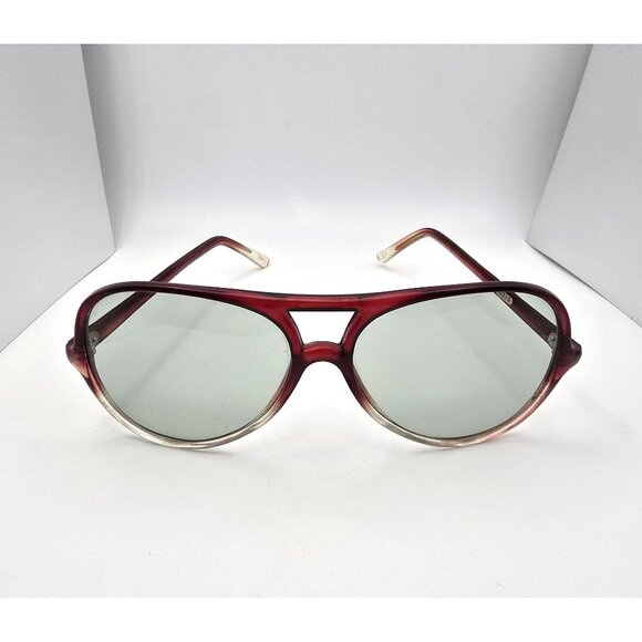 VTG Aviator Sunglasses Gradient Red Frame Oversized Brown Lens Luxury Style - Picture 1 of 15